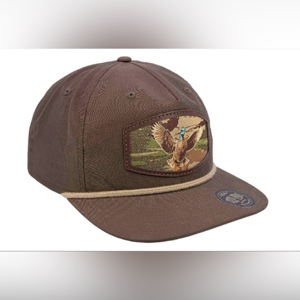 Zep-Pro Dark Brown Khaki Mallard Woven Patch Rope Hat